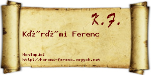 Körömi Ferenc névjegykártya