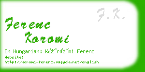 ferenc koromi business card