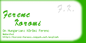 ferenc koromi business card